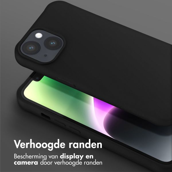 Selencia Siliconen hoesje met afneembaar koord Apple iPhone 14 - Zwart