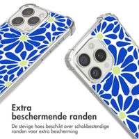 imoshion Design hoesje met koord Apple iPhone 15 Pro - Cobalt Blue Flowers Connect