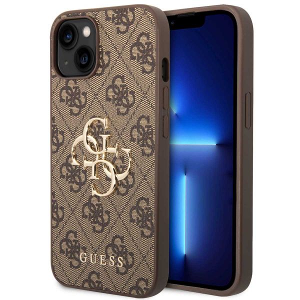 Guess 4G Metal Logo Backcover iPhone 14 - Bruin