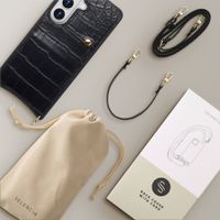 Selencia Nova Croco Phone Case with Cord and Card Holder Samsung Galaxy S26 - Black