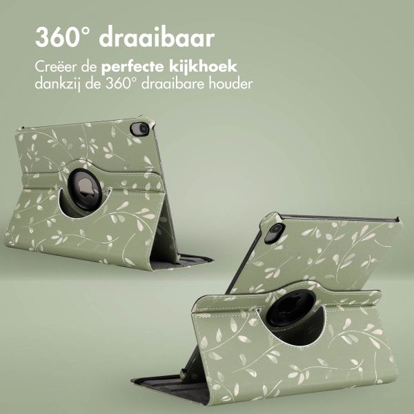 imoshion 360° Draaibare Design Bookcase Apple iPad Air 5 (2022) / Air 4 (2020) - Green Flowers