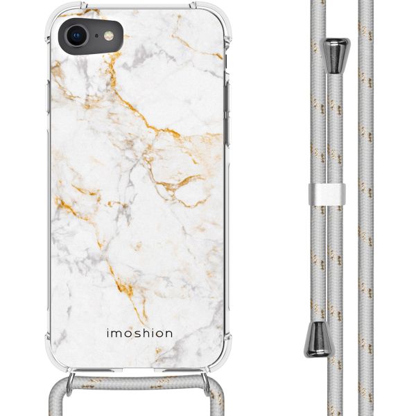 imoshion Design hoesje met koord iPhone SE (2022 / 2020) / 8 / 7 - White Marble