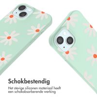 imoshion Siliconen design hoesje met koord iPhone 15 - Green Flower Distance