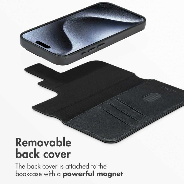 Accezz 2-in-1 Leather Bookcase with MagSafe Apple iPhone 15 Pro - Onyx Black