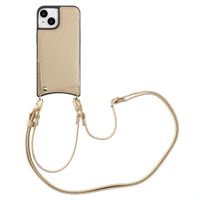 Selencia Nova Phone Case with Cord and Card Holder Apple iPhone 15 - Beige