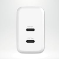 imoshion Oplader - 2x USB-C 40W + Braided USB-C naar USB-C kabel 60W - 1 meter - Wit