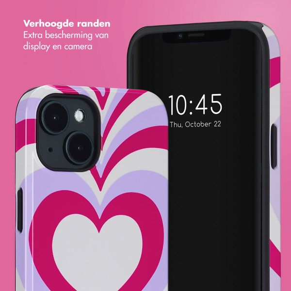 Selencia Vivid Backcover met MagSafe Apple iPhone 14 - Double Hearts Rubine Red Lilac