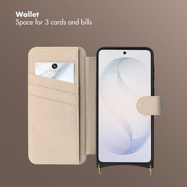 Selencia Riva Bookcase with MagSafe and phone strap Samsung Galaxy S26 - Beige