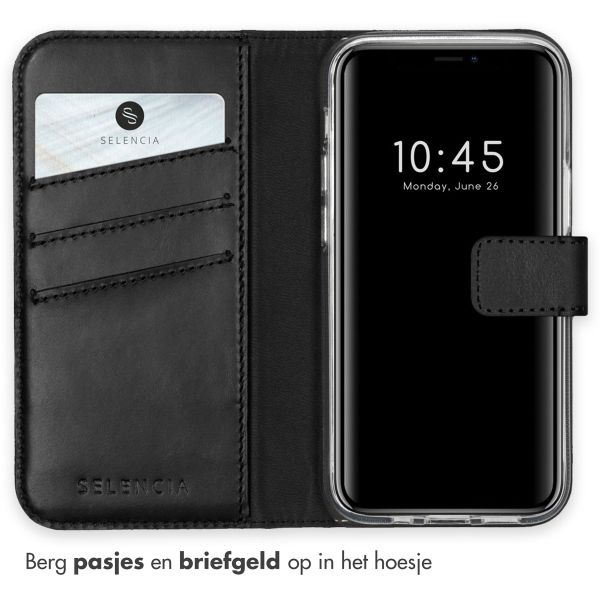 Selencia Echt Leren Bookcase Apple iPhone 12 Mini - Zwart