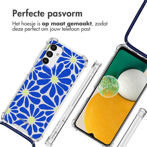 imoshion Design hoesje met koord Samsung Galaxy A13 (5G) - Cobalt Blue Flowers Connect