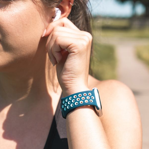 imoshion Siliconen sport bandje Fitbit Versa 2 / Lite - Blauw / Wit