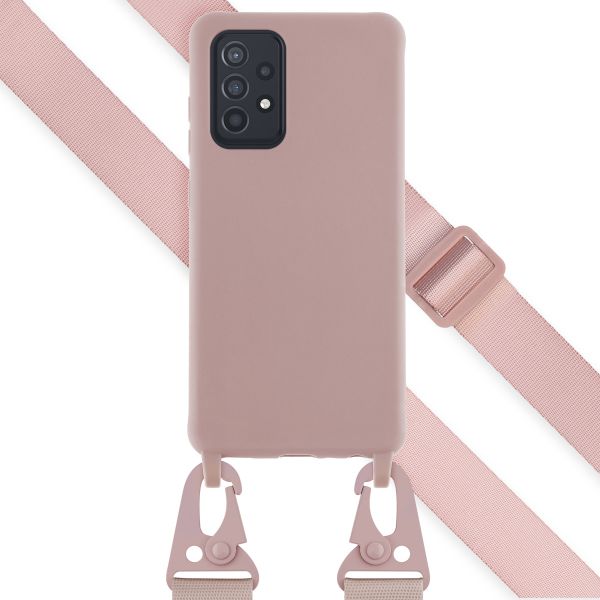 Selencia Siliconen hoesje met afneembaar koord Samsung Galaxy A52(s) (5G/4G) - Sand Pink