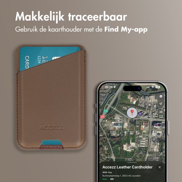 Accezz Magnetische Leren Kaarthouder - Geschikt voor Apple Find My - Coffee Brown