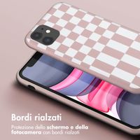 Selencia Siliconen design hoesje met afneembaar koord Apple iPhone 11 - Irregular Check Sand Pink