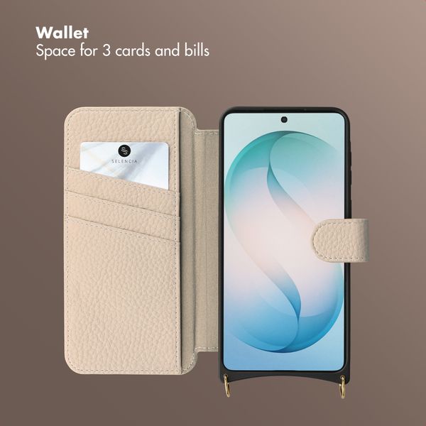 Selencia Riva Bookcase with MagSafe and phone strap Samsung Galaxy S26 Ultra - Beige