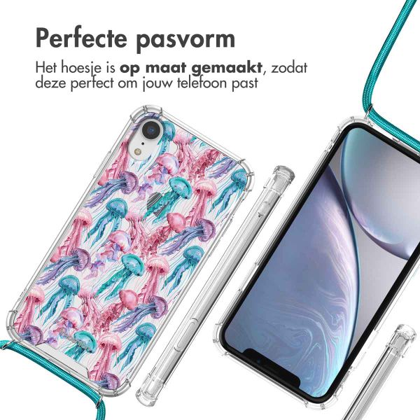 imoshion Design hoesje met koord Apple iPhone Xr - Jellyfish Watercolor