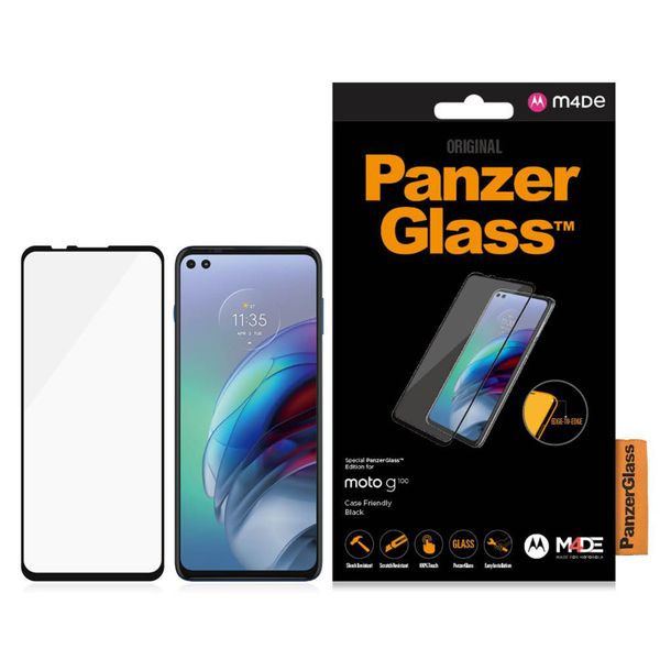 PanzerGlass Case Friendly Screenprotector Motorola Moto G100 - Zwart