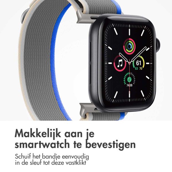 imoshion Nylon Trail bandje Apple Watch Series 1 t/m 11 / SE / Ultra (44/45/46/49 mm) - Blue / Grey