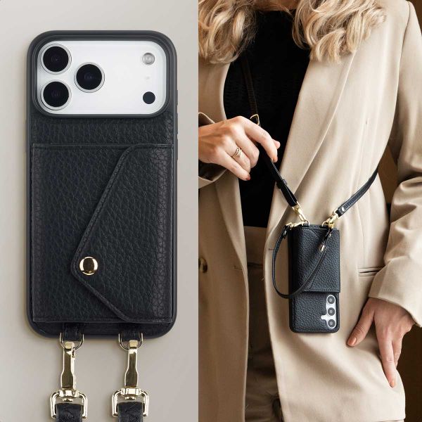 Selencia Sera Phone Case with Cord and Envelope Card Holder Apple iPhone 17 Pro Max - Black