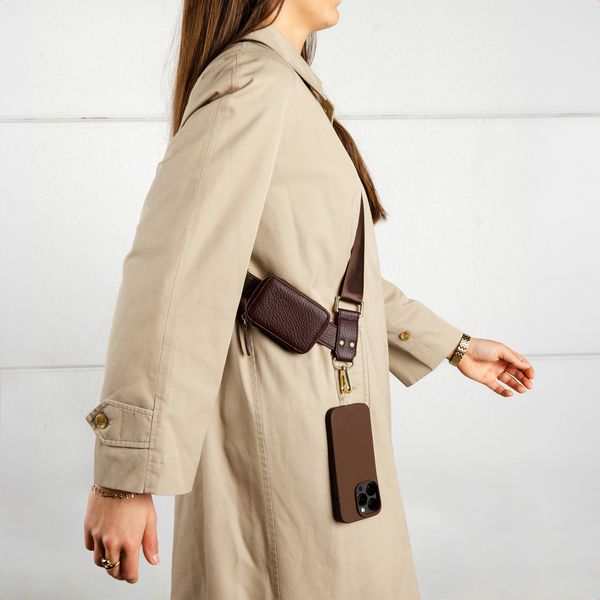 Selencia Telefoonkoord met Klein Tasje - Mocha Brown