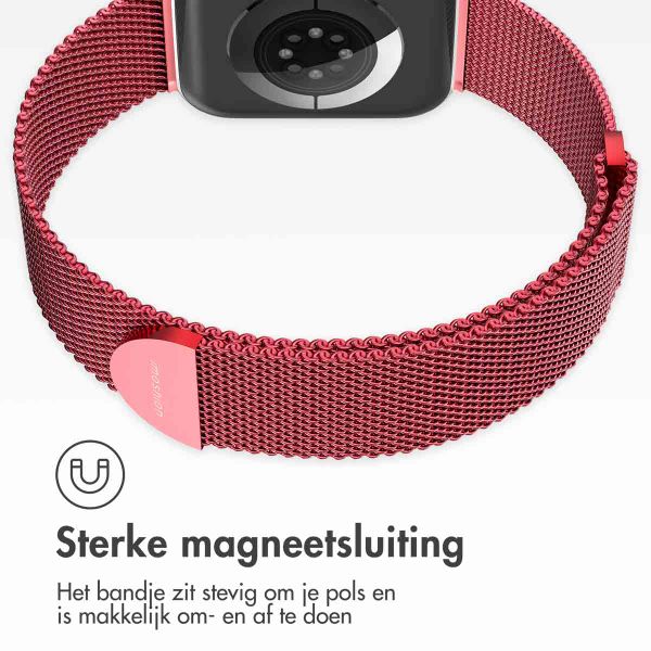 imoshion Milanees magnetisch bandje Apple Watch Series 1 - 9 / SE (38/40/41 mm) | Series 10 / 11 (42 mm) - Maat S - Rood
