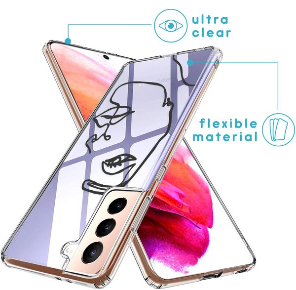 imoshion Design hoesje Samsung Galaxy S21 FE - Abstract Gezicht-Zwart