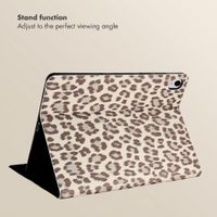 Selencia Sabi Bookcase with Leopard Print Samsung Galaxy Tab S11 - Soft Ivory