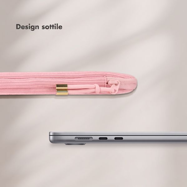 Selencia Corduroy Laptop hoes 15-16 inch - Laptopsleeve - Soft Blush