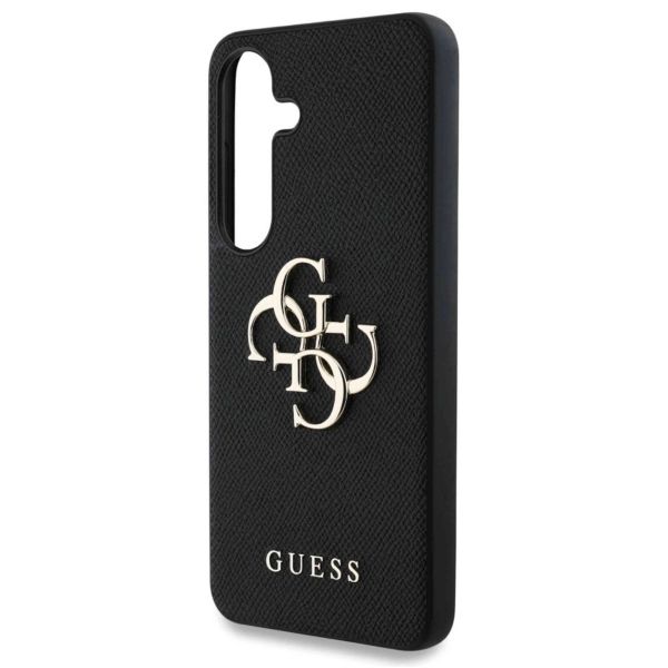 Guess 4G Metal Logo Saffiano Backcover Samsung Galaxy S25 - Zwart