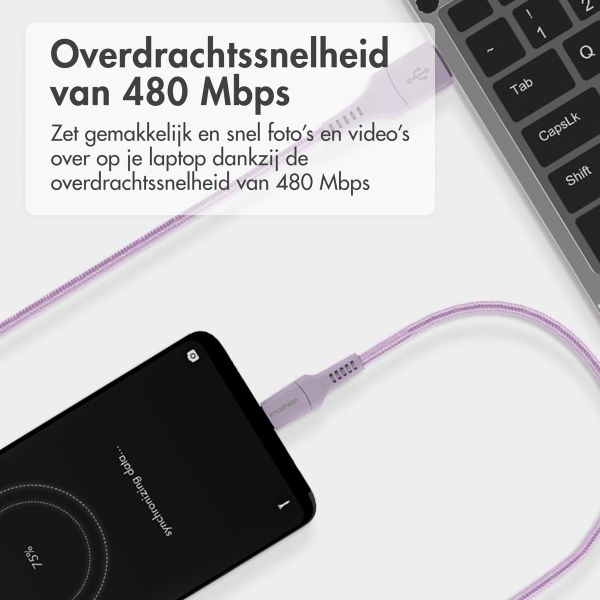 imoshion Braided USB-C naar USB kabel - 1 meter - Lila