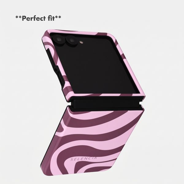 Selencia Vivid Back Cover with MagSafe Samsung Galaxy Z Flip 8 - Wavy Swirl Pink Plum