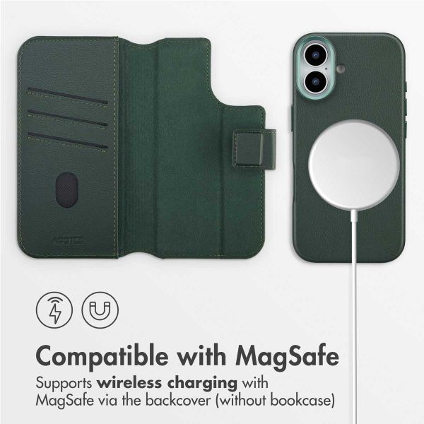 Accezz 2-in-1 Leather Bookcase with MagSafe Apple iPhone 17 - Cedar Green