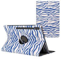 imoshion 360° Draaibare Design Bookcase Samsung Galaxy Tab S10 Ultra / Tab S9 Ultra - White Blue Stripes