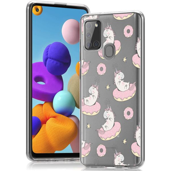 imoshion Design hoesje Samsung Galaxy A21s - Donut Eenhoorn - Roze