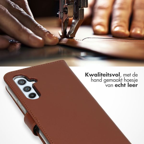 Selencia Echt Leren Bookcase Samsung Galaxy A54 (5G) - Lichtbruin