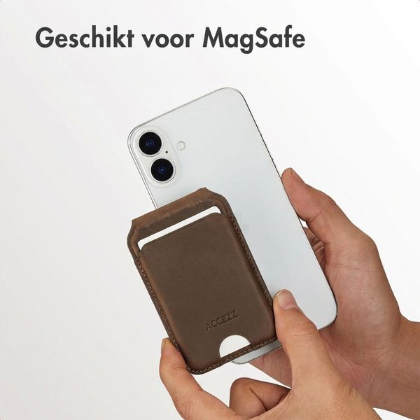 Accezz Vintage Leather MagSafe Kaarthouder met Standaard - Rustic Brown