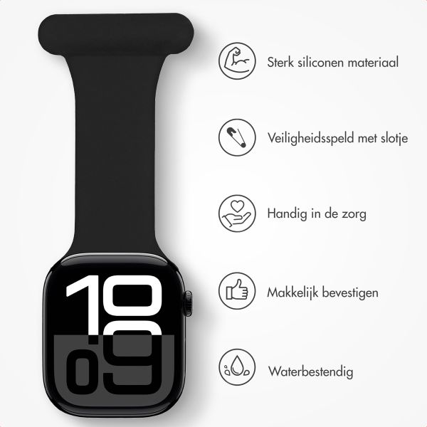 imoshion Verpleegkundige siliconenband Apple Watch Series 1 t/m 9 / SE (38/40/41 mm) | Series 10 / 11 (42 mm) - Zwart