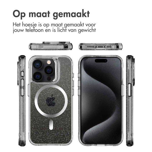 imoshion Clear Glitter Backcover met MagSafe Apple iPhone 15 Pro - Zilver