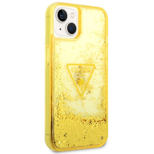 Guess Liquid Glitter Backcover iPhone 14 - Geel