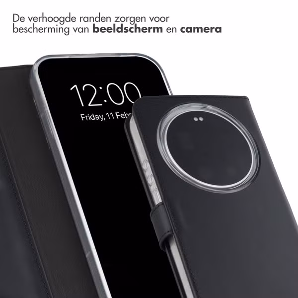 Selencia Echt Leren Bookcase Xiaomi 17 Ultra - Zwart