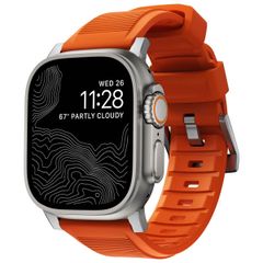 Nomad Rugged band FKM Apple Watch Series 1 t/m 10 / SE / Ultra (2) (44/45/46/49 mm) - Zilver/Oranje