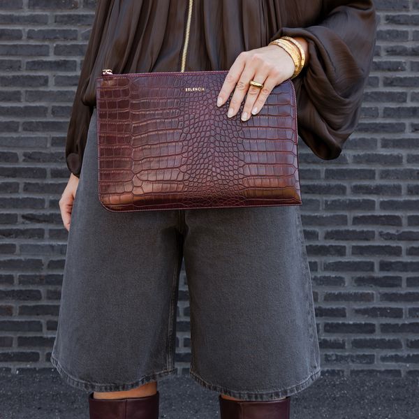 Selencia Croco laptop hoes 13 inch - Laptopsleeve - Burgundy