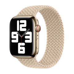 Apple Gevlochten solobandje Apple Watch Series 1 - 9 / SE (38/40/41 mm) | Series 10 / 11 (42 mm) - Maat 7 - Beige
