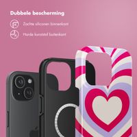 Selencia Vivid Backcover met MagSafe Apple iPhone 15 - Double Hearts Rubine Red Lilac
