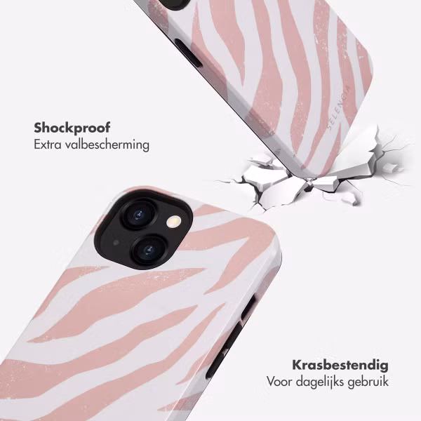 Selencia Vivid Backcover Apple iPhone 13 - Colorful Zebra Old Pink