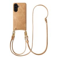 Selencia Nova Croco Telefoonhoes met Koord en Pashouder Samsung Galaxy A57 (5G) - Toasted Almond