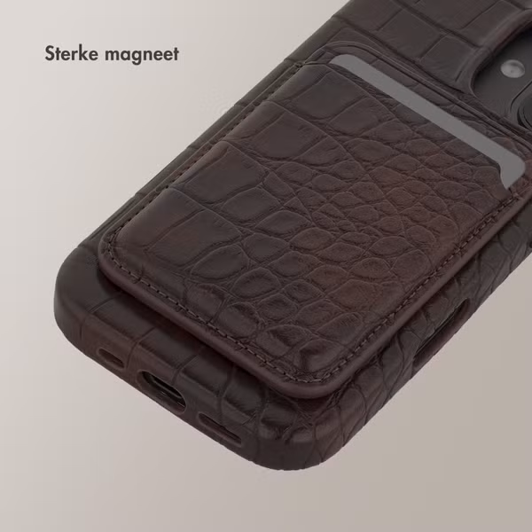 Selencia Croco Pashouder met MagSafe - Choco Brown