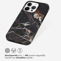 Selencia Aurora Fashion Backcover iPhone 14 Pro - Duurzaam hoesje - 100% gerecycled - Zwart Marmer