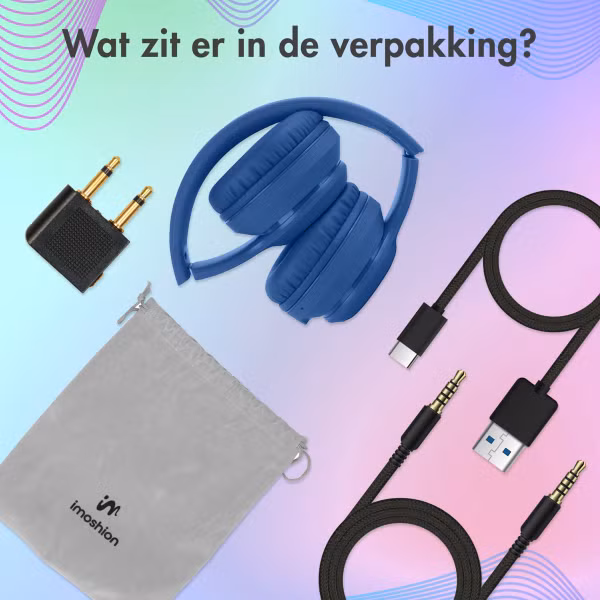 imoshion Draadloze Kinderkoptelefoon LED Light - Decibelbegrenzer - Met AUX kabel - Cobalt Blue