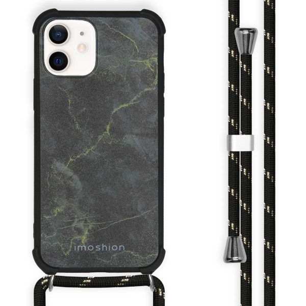 imoshion Design hoesje met koord iPhone 12 (Pro) - Black Marble